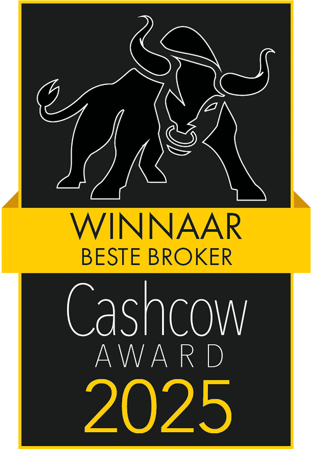Premio Cashcow 2025 al ganador Mejor Broker con ilustración de toro